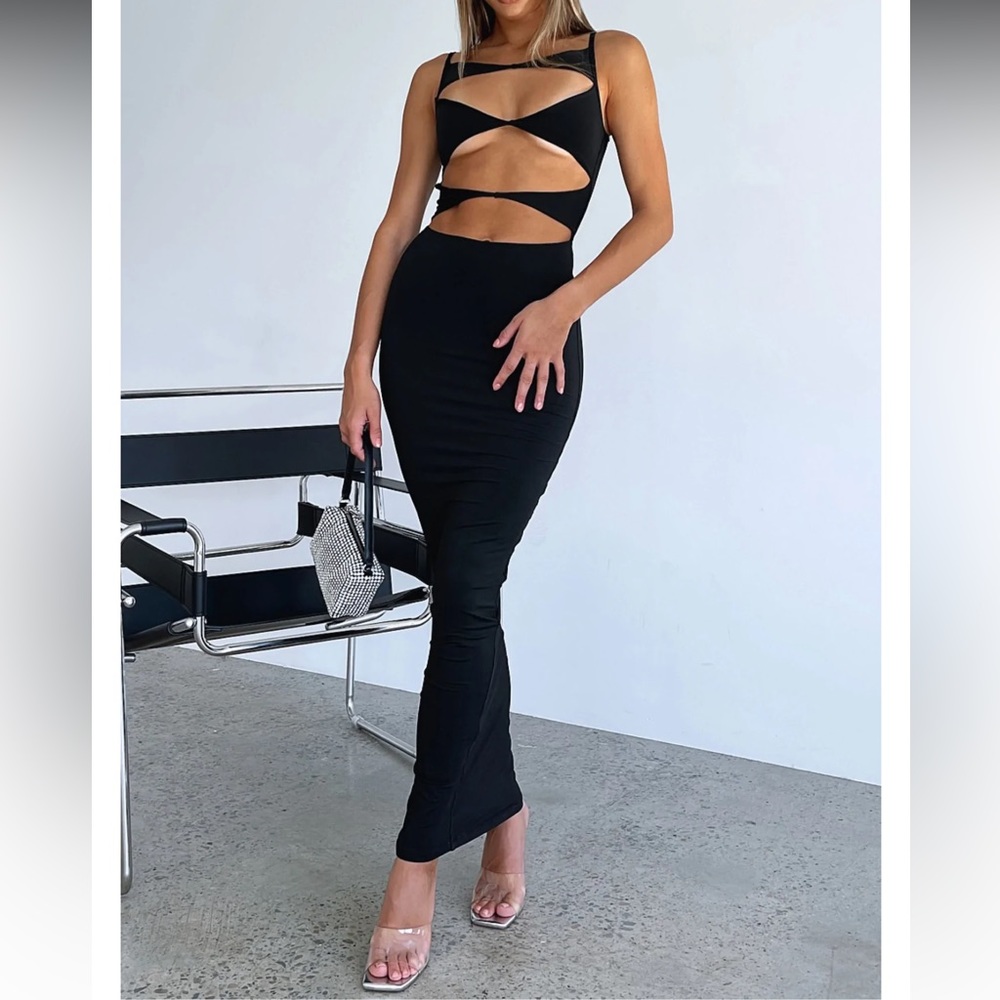 White Fox All I Want Is You Midi Dress Black